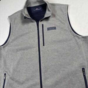 Vineyard Vines Vest Men XXL Gray Saltwater Full Zip Fleece 1K005096